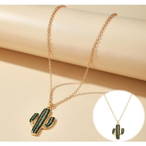 Metal Women Necklace Adjustable Trendy Tocona Cactus Pendant Gold Color Bohemian Alloy
