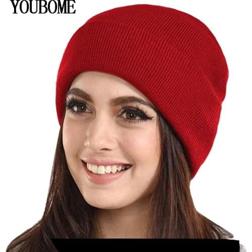 Winter Knitted Hat Cap Unisex Ladies Winter Hat Women Beanies Hats for Women Men Autumn Skullies Skull Warm Bonnet Black Red Cap