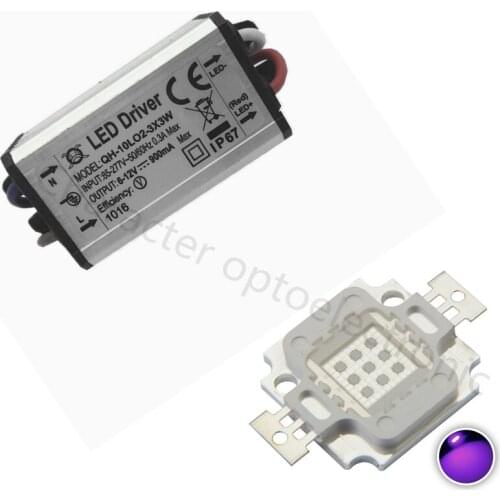 10W UV led ultraviolet 365nm 375nm 385nm 395nm 410nm 420nm High Power led lamp light+220V 10W waterproof driver 900mA