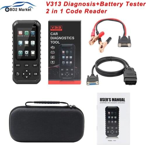 12V Car Battery Tester V313 2in1 OBD2/EOBD Car Diagnostic OBD OBD2 Auto Tool V313 ODB2 Car Battery Analyzer Code Reader