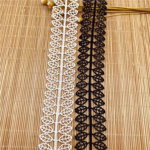15yards Polyester White Black Leaf Lace Clothing Accessories DIY Spot Home Soft decoration Accessories Trimming 3.1cm