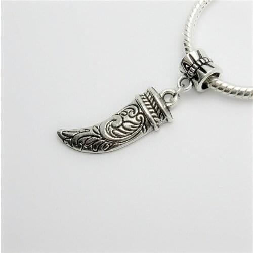 New 25pcs ox horn charm Big Hole bead European Pendant fit for Pandora style Bracelets Necklace DIY Metal Jewelry Making