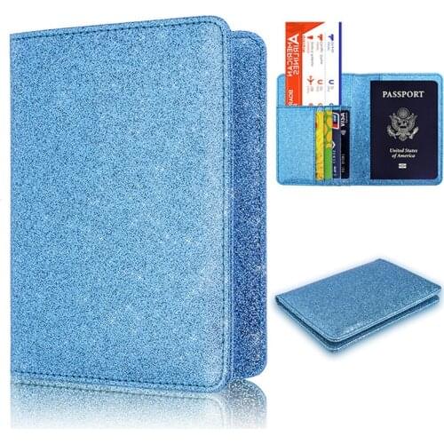 2019 New Bling-Bling Credit Card Holder Travel Passport ID Card Cover Holder Case RFID BLOCKING Protector Passport Case Cover