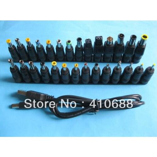 4 set DC Power 5.5x2.1mm Jack Female to 28 Plug Male Connector with USB Cable Adapter Notebook Laptop Universal