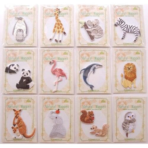 50pcs/lot Small Animal Embroidery Patches Letters Clothing Decoration Accessories Lion Bird Penguin Iron Heat Transfer Applique