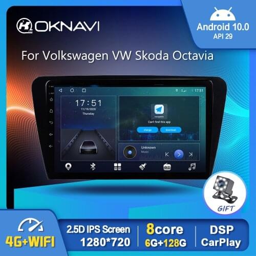 Android 10.0 Smart Car Radio For VW Skoda Octavia 2014-2018 GPS Video Multimedia Stereo Auto Player Carplay 6G 128G DSP No DVD