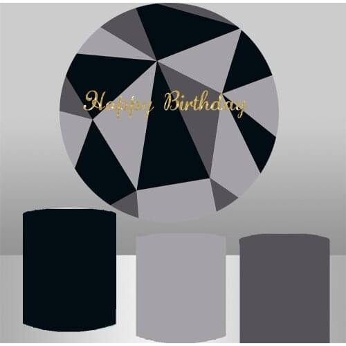 Black and Grey Photography Backgrounds man Birthday Party Backdrops geometry triangle column cylinder covers Y-558