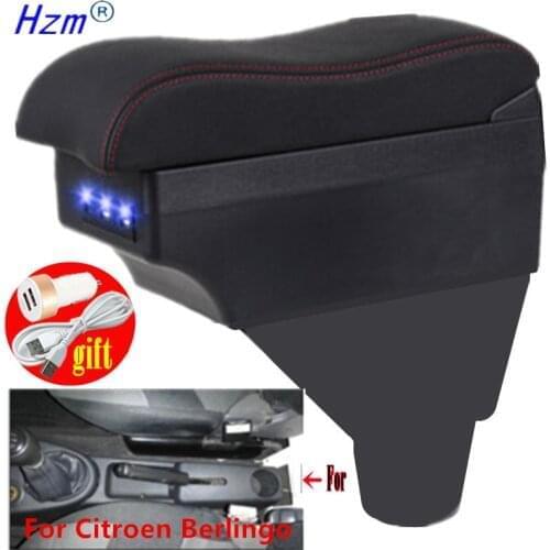 For Citroen Berlingo Armrest For Citroen Berlingo Car Armrest box Interior Storage box parts USB LED Simple installation