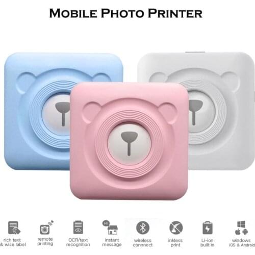 Cute Mini Pocket Bluetooth Photo Printer Wireless Small Thermal Print Picture Handheld Mobile Photo Printer for Android iOS