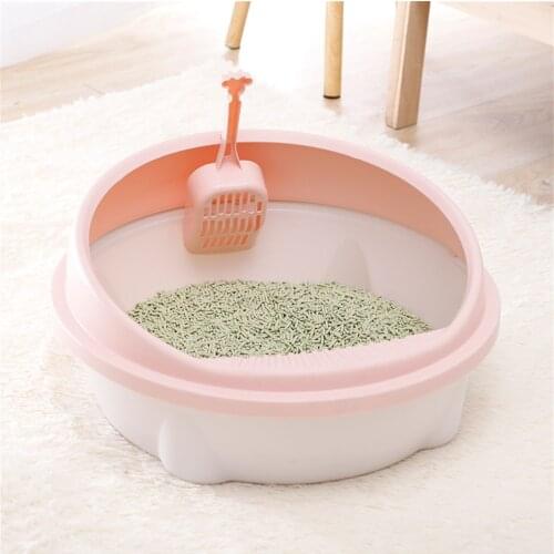 Circular Cat Bedpan Cat Litter Basin With Shovel Semi-Cosed Cat Excrement Cat Toilet Flexible and Pressure Resistant