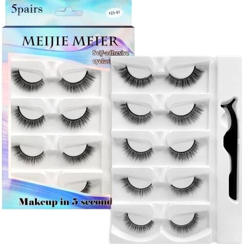 Makeup 3 pairs of self-adhesive eyelashes, natural soft eyelashes, female make-up, glue-free eyelash tools, free shipping