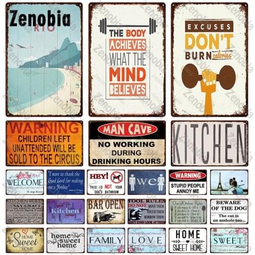 Metal Sign Wall Decor Tin Sign Vintage Plaque Weightlifting Metal Poster Crafts Fitnesswall Stickers Metal Painting Gym Decor