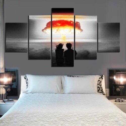 Artwork Modular Canvas Printed 5 Panel Nuclear Explosion Apocalyptic Home Decor Posters Painting Living Room Framework