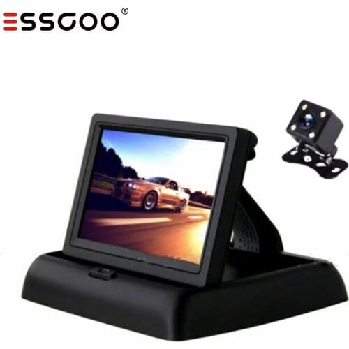 4.3'' Foldable Car Monitor WithRear View Camera For Car Truck Digital LCD Display PAL/ NTSC 16: 9 Reversing Backup Screen