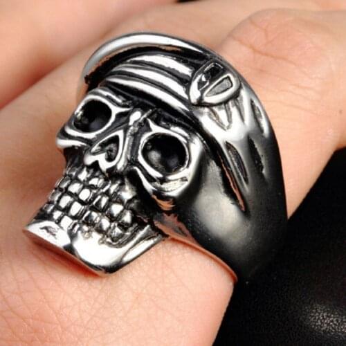 Men 's Punk Stainless Steel Rings US Soldier Skeleton Rings