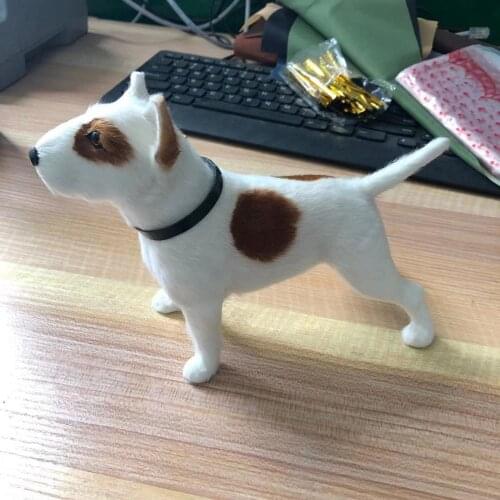 New real life Bull Terrier dog model plastic&furs yellow spot dog doll gift about 21x15cm xf2818