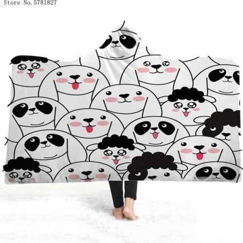 Dog Cat Rabbit Hooded Blanket Cartoon Animal Fleece Blanket For Bedroom Wearable Blanket Home Textile Throw Blanket Decor