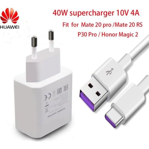 Original FOR HUAWEI Super Charge 40W Quick Charger 10V/4A 9V/2A 5V/2A P30 Pro Mate 20 Pro X RS Mate10 P20 P10 Mate10 Magic 2
