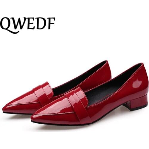 QWEDF 2019 New Black Pointed Shallow Mouth Wild Womens Single Shoes Professional Work Shoes Female vulcanized shoes BH-50