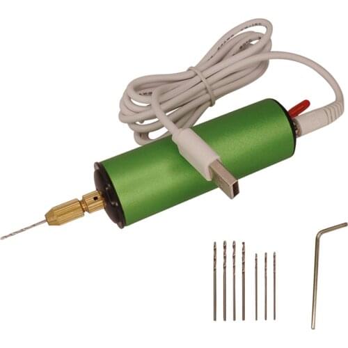 Adjustable 0.8-1.2mm Electric Mini Drill with 8pc Drill Bit 0.8mm & 1.1mm for Jewelry DIY Aluminum Product Wood Key Chain Making