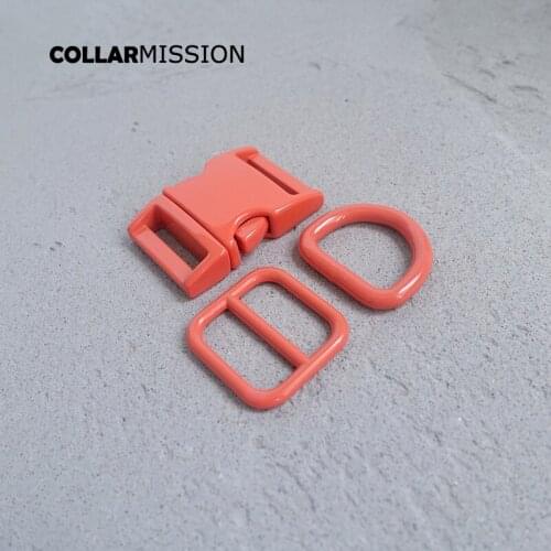 Retailing (metal buckle+adjust buckle+D ring/set) DIY dog collar red orange 20mm webbing sewing accessory spray paint buckle set