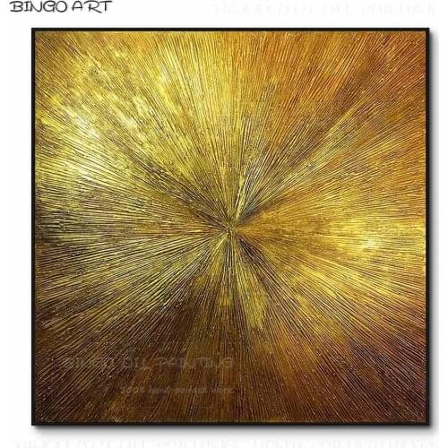 Hand-painted High Quality Abstract Golden and Silver Oil Painting on Canvas Beauty Artwork Golden and Silver Knife Oil Painting