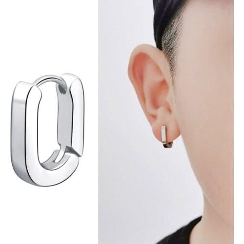 1pair New Punk U Shape Geometric Earrings black Gold color stainless steel Earrings For Women Girls Party Jewelry Gifts