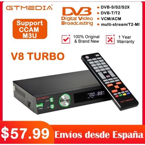 GTmedia V8 Turbo 👍 Satellite Receiver TV BOX Decoder HD DVB S2X T2 Cable 1080P M3U Support Spain ccam CA Card Slot PK V8 PRO 2