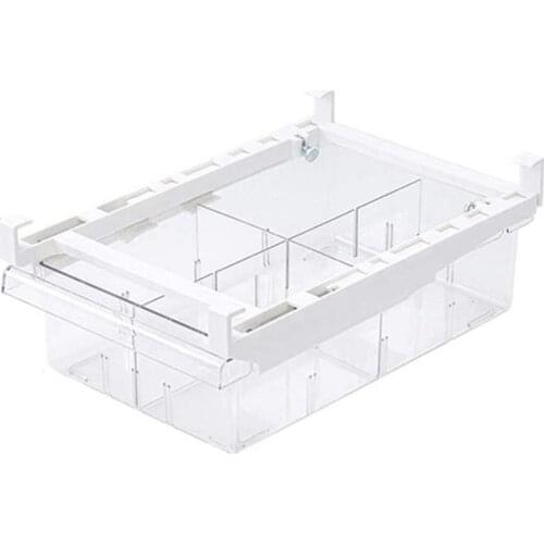 Refrigerator Drawers, 2-PACK Pull Out Refrigerator Storage Drawers, Mini Fridge Organizer Bins with Handle (4-Grid)