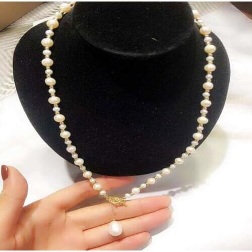 Jewelry Hand woven 14k gold filled 100% Natural freshwater Pearl pendant Necklace for wogmen