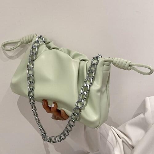 High-quality PU Soft Leather Chain Small Bag Female Summer New One-shoulder Underarm Bag Fold Messenger Bag