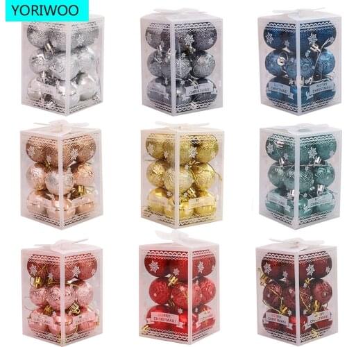 12pc 4cm Christmas Balls Baubles Pendant Hanging Ornament Merry Christmas Tree Decorations For Home 2021 Xmas New Year Gift Noel