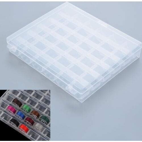 36 Slots Bobbins Box Storage Spool Case Sewing Machine Bobbin/Thread Store Plastic Clear Transparent 14.5x12x2.5cm Hicello