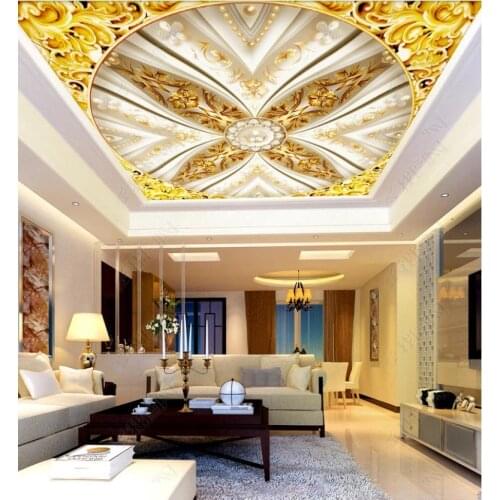 3d Mural Wallpaper Golden Hall Classical Luxury Embossed Zenith Mural painting Custom Any Size Mural Wallpaper