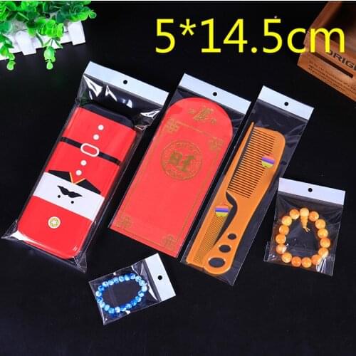 5cm*14.5cm Clear Self Adhesive Seal Plastic Bag OPP Poly Bag Retail Packaging Storage Bag W/ Hang Hole Wholesale 500Pcs/Lot