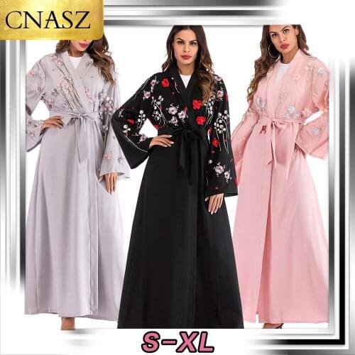 Abaya Fashion Dubai Kaftan Arab Islam Women Long Floral Muslim Kimono Cardigan Hijab Dress Turkish Mubarak Islamic Clothing