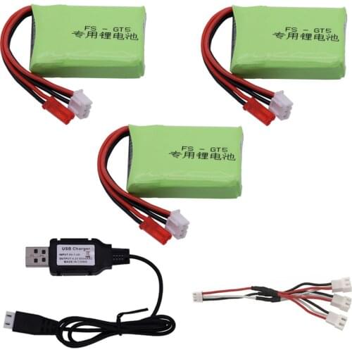 7.4V Battery With Charger For RC Car Boat Airplane Toys Accessories Lithium Battery For Flysky FS-GT5 2.4G 6CH Transmitter Parts