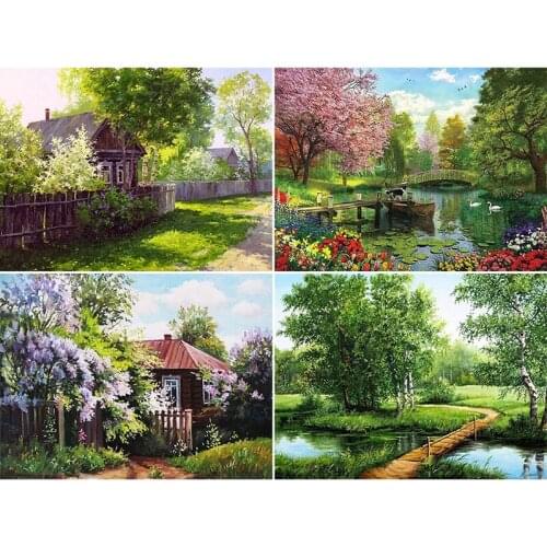 Diamond Embroidery Sale Scenery Diamond Painting Full Square Landscape Rhinestones Pictures Cross Stitch Mosaic House