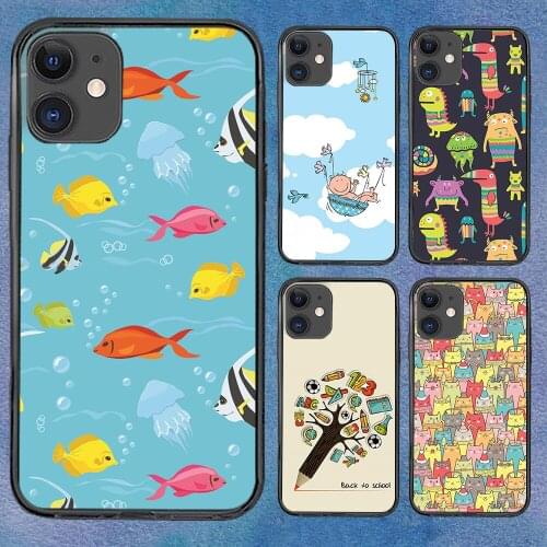Cutecat Cartoons Baby Phone Case For iphone 12 11 6 Mini Pro XS Max X XR 7 8 Plus Soft TPU Cover 12Pro 11Pro 12Mini