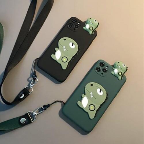 3D Dinosaur Soft TPU Phone Case for Huawei Mate 40 30 20 Lite 10 Pro Y7A Y5P Y6P Y7P Y8P S Y9 Prime 2019 Y7 Y5 Y6 2018 Lanyard