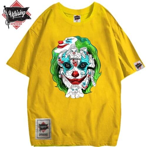 Joker European and American Tide Brand Loose Personality T-shirt Large Print Cotton Hip Hop Street Evil Short Sleeve Tee