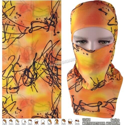 EXPRESS SHIPPING 100pcs/lot(Mix Model OK) Orange Black Scribble Magic Scarf Balaclava Beanie Cap Tubular Multifunction Headwear
