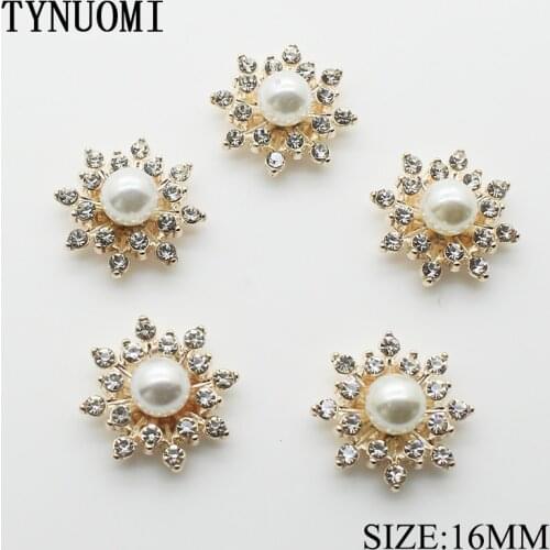 Hot Alloy Pearl 10 Pieces / lot16MM Rhinestone Buttons Wedding Costume Accessories DIY Handmade Accessories Sale Price