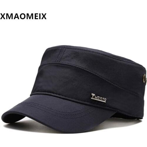 XMAOMEIX 2021 Spring Adult Mens Flat Cap Casual Military Hats Snapback Cap Adjustable Size Fashion Sports Caps For Men Navy Hat