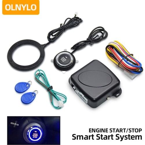 12V Auto Car Alarm One Start Stop Button Engine Push Button RFID Lock Ignition Switch Keyless Entry Starter Antitheft System