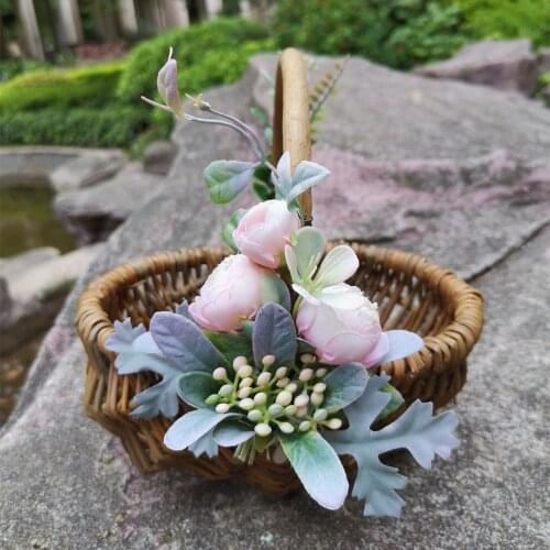 Wedding Petal Toss Basket Flower Girl Basket Ceremony Wedding Decoration Vintage rattan Flower Girl Basket Container