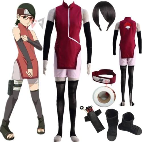 Athemis BORUTO MOVIE Uchiha Sarada Cosplay Costume Boot Prop Kids Women Plus Size Custom Made Size ForHalloween Party Christmas