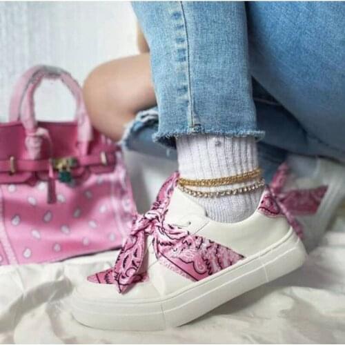 Autumn and winter 2021 new printed light mouth casual single shoes comfortable large-size tie flat-soled sports shoes