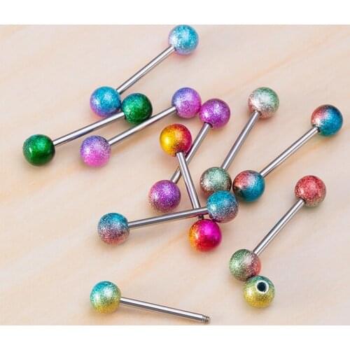 10pcs Acrylic Colorful Tongue Rings Stud Nipple Piercing Set Ring Barbell Bar Stainless Steel for Women Fashion Body Jewelry 14G