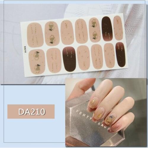 14tips/sheet Full Nail Sticker Packaging Summer Style DIY Nail Solid Color Shiny Cartoon Nail Pattern Self-adhesiveessories